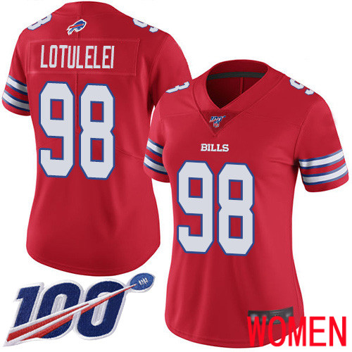 Women Buffalo Bills #98 Star Lotulelei Limited Red Rush Vapor Untouchable 100th Season NFL Jersey